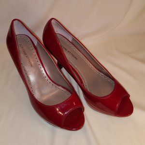 Adrienne Vittadini Red Leather sz 6 Pyper Pump